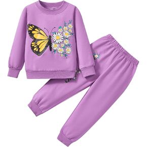 Little Girls 2 Piece Outfits Ruffle Sleeve Unicorn Sweatshirts Top and Leggings Set School Outfits Kids Clothing Set in Saudi Arabia