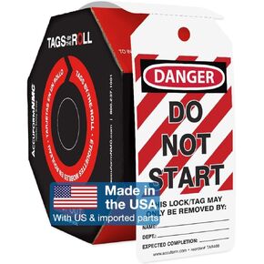 AccuformNMC 100 Lockout Tags by-The-Roll, Danger Do Not Start, US Made OSHA Compliant Tags, Waterproof PF-Cardstock, Resists Tears, 6.25"x3", TAR408 in Kuwait
