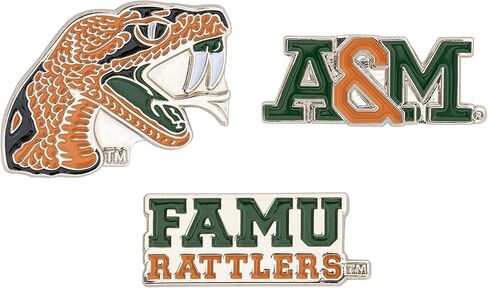 Desert Cactus Florida A & M University Lapel Pins 3 Pack Famu Rattlers Logo Monamel مصنوعة من المعدن (مجموعة دبوس) in Kuwait