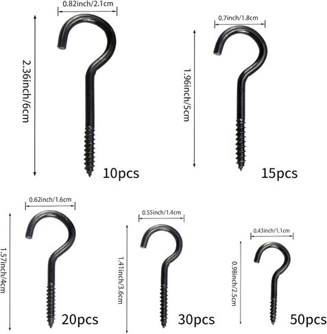 125 PCS سقف السقف للنباتات المعلقة - 5 أحجام السنانير المسمار Hight Duty ، DIY السنانير الشنق in Kuwait