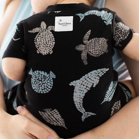 Burt's Bees Baby Unisex Baby Short Sleeve Pajamas, One-Piece Sleeper Romper PJs, Snug Fit for Infants 3 to 24 Months, Juice Box in Kuwait