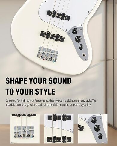 Fender Standard Jazz Bass - حزمة سوداء مع حزام ومجموعة تنظيف الجيتار والفيديو التعليمي أوستن بازار in Kuwait