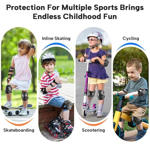 Cockchafer Kids and Youth Knee Elbow Wrist Guards Protective Gear Set for Skateboarding, Roller Skating, Inline Skating, Scooter Riding, BMX Biking (Black, Medium) in Saudi Arabia