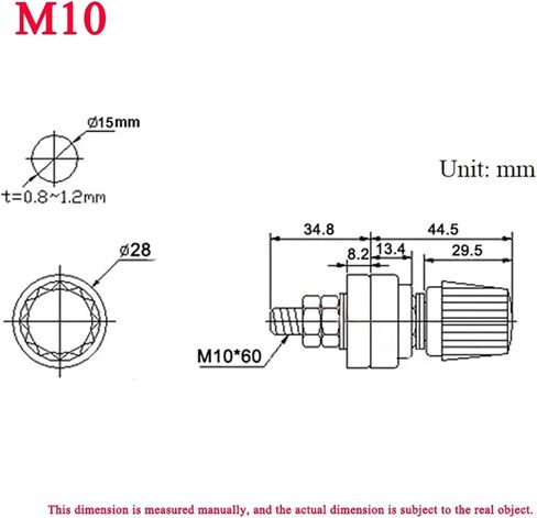 Black+Red/Set Wire Bost Post Post Thread Screw M4 M5 M6 M8 M10 بطارية مشابك لحام العاكس محطة توصيل محطة توصيل محطة توصيل الطاقة (اللون: M10 النحاس ، الحجم: 2pcs (1 أحمر 1 أسود)) in Saudi Arabia
