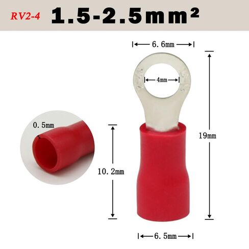 50PCS RV1.25-4 RV2-3 RV2-4 RV3.5-4 RV5.5-4 صرف طرفي الأسلاك لصق العزل PVC الدائري الدائري CONDENT END CABLE (اللون: الأزرق ، الحجم: RV3.5-4) in Saudi Arabia