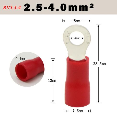 50PCS RV1.25-4 RV2-3 RV2-4 RV3.5-4 RV5.5-4 صرف طرفي الأسلاك لصق العزل PVC الدائري الدائري CONDENT END CABLE (اللون: الأزرق ، الحجم: RV3.5-4) in Saudi Arabia