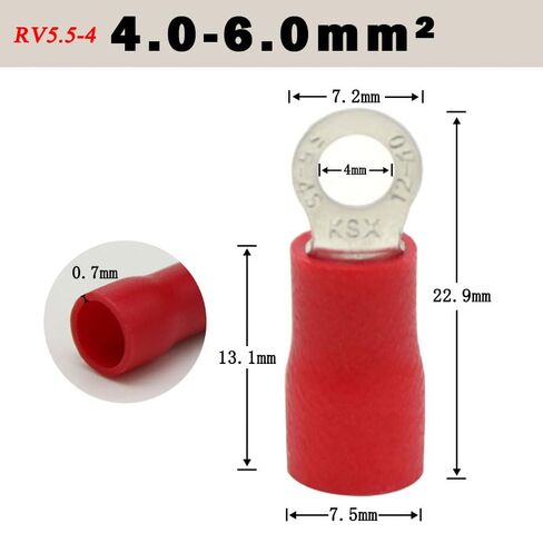 50PCS RV1.25-4 RV2-3 RV2-4 RV3.5-4 RV5.5-4 صرف طرفي الأسلاك لصق العزل PVC الدائري الدائري CONDENT END CABLE (اللون: الأزرق ، الحجم: RV3.5-4) in Saudi Arabia