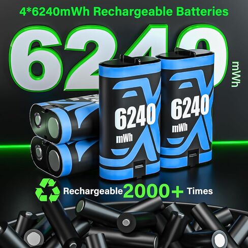 حزمة بطارية وحدة تحكم Xbox القابلة لإعادة الشحن لـ Xbox One/Xbox One S/Xbox One X/Xbox One Elite/Xbox Series X | S ، 4x6960MWH BACKTIONS BACK لمجموعات إكسسوارات Xbox ، حزمة بطارية قابلة لإعادة الشحن (4 حزمة) in Kuwait