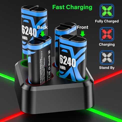 حزمة بطارية وحدة تحكم Xbox القابلة لإعادة الشحن لـ Xbox One/Xbox One S/Xbox One X/Xbox One Elite/Xbox Series X | S ، 4x6960MWH BACKTIONS BACK لمجموعات إكسسوارات Xbox ، حزمة بطارية قابلة لإعادة الشحن (4 حزمة) in Kuwait