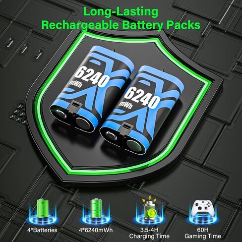حزمة بطارية وحدة تحكم Xbox القابلة لإعادة الشحن لـ Xbox One/Xbox One S/Xbox One X/Xbox One Elite/Xbox Series X | S ، 4x6960MWH BACKTIONS BACK لمجموعات إكسسوارات Xbox ، حزمة بطارية قابلة لإعادة الشحن (4 حزمة) in Kuwait