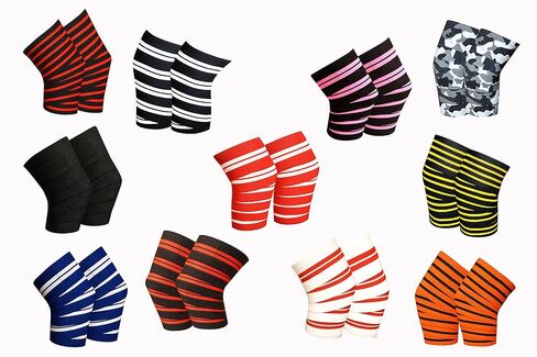 Knee Wraps (Pair) for Cross Training WODs,Gym Workout,Weightlifting,Fitness & Powerlifting - Best Knee Straps for Squats For Men & Women 78"-Compression & Elastic Support (Black/Orange) in Saudi Arabia