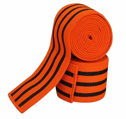 Knee Wraps (Pair) for Cross Training WODs,Gym Workout,Weightlifting,Fitness & Powerlifting - Best Knee Straps for Squats For Men & Women 78"-Compression & Elastic Support (Black/Orange) in Saudi Arabia