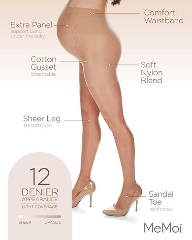 MeMoi Maternity Sheer Pantyhose for Women, 12 Denier Pregnancy Hosiery in Saudi Arabia