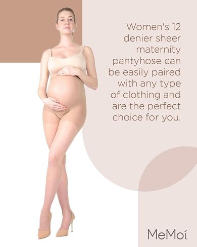 MeMoi Maternity Sheer Pantyhose for Women, 12 Denier Pregnancy Hosiery in Saudi Arabia