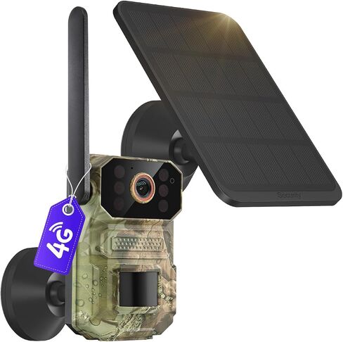 4G LTE Cellular Solar Security Camera Wireless Outdoor, Built-in SIM Card, Night Vision, Live View, PIR Motion Sensor, 2-Way Audio, No WiFi in Saudi Arabia