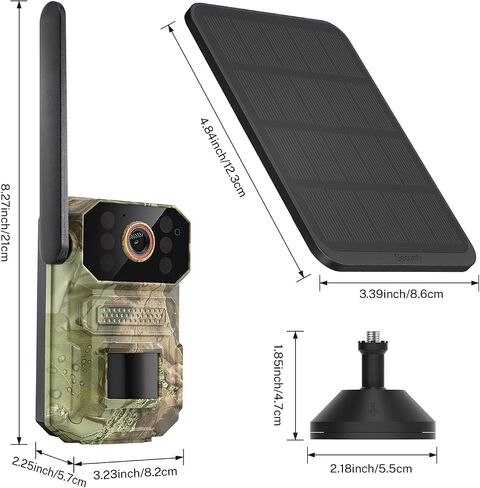 4G LTE Cellular Solar Security Camera Wireless Outdoor, Built-in SIM Card, Night Vision, Live View, PIR Motion Sensor, 2-Way Audio, No WiFi in Saudi Arabia