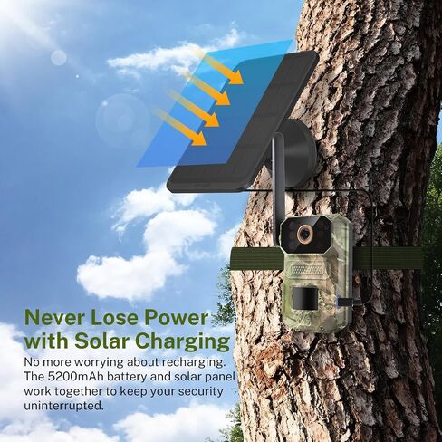 4G LTE Cellular Solar Security Camera Wireless Outdoor, Built-in SIM Card, Night Vision, Live View, PIR Motion Sensor, 2-Way Audio, No WiFi in Saudi Arabia