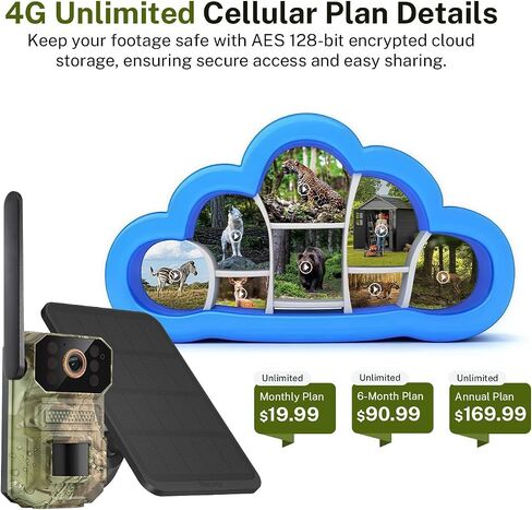 4G LTE Cellular Solar Security Camera Wireless Outdoor, Built-in SIM Card, Night Vision, Live View, PIR Motion Sensor, 2-Way Audio, No WiFi in Saudi Arabia