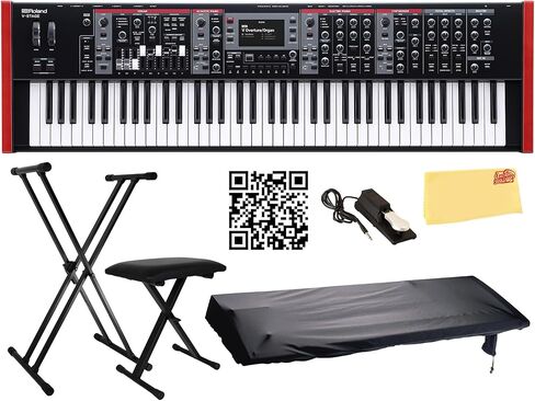 Roland V-Stage 88 Performance لوحة مفاتيح الأداء مع حامل قابل للتعديل ، ومقعد ، ودواسة الحفاظ ، وغطاء الغبار ، والفيديو التعليمي أوستن بازار ، وقماش تلميع in Saudi Arabia
