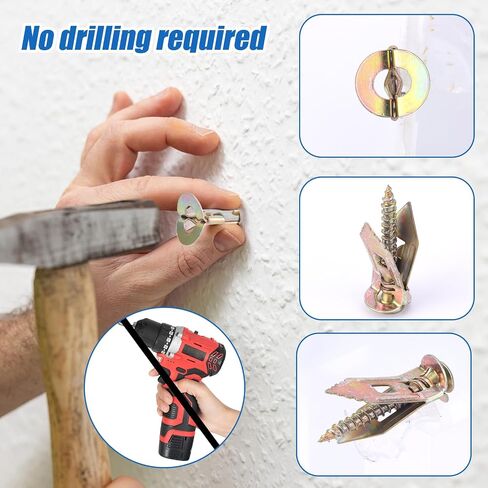 101pcs مجموعة مرساة الحفر ذاتية الحوائط الجافة ، مرساة لوح الجص الصلب المنغنيز مع البراغي ومقابس جدار البت الأزرق ph2 للخزانات أرفف التلفزيون الستائر (لا حاجة مطلوب) in Saudi Arabia