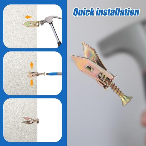 101pcs مجموعة مرساة الحفر ذاتية الحوائط الجافة ، مرساة لوح الجص الصلب المنغنيز مع البراغي ومقابس جدار البت الأزرق ph2 للخزانات أرفف التلفزيون الستائر (لا حاجة مطلوب) in Saudi Arabia