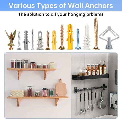 Drywall Anchors and Screws Assortment Kit 300PCS, 7 Types, 150 Heavy Duty Sheetrock Anchors and 150 Philips Self Drilling Screws Hardware Set, Easy for Dry Wall, Shelve, Hanging and Mounting in Saudi Arabia