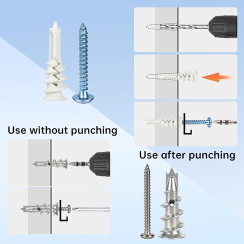 Drywall Anchors and Screws Assortment Kit 300PCS, 7 Types, 150 Heavy Duty Sheetrock Anchors and 150 Philips Self Drilling Screws Hardware Set, Easy for Dry Wall, Shelve, Hanging and Mounting in Saudi Arabia