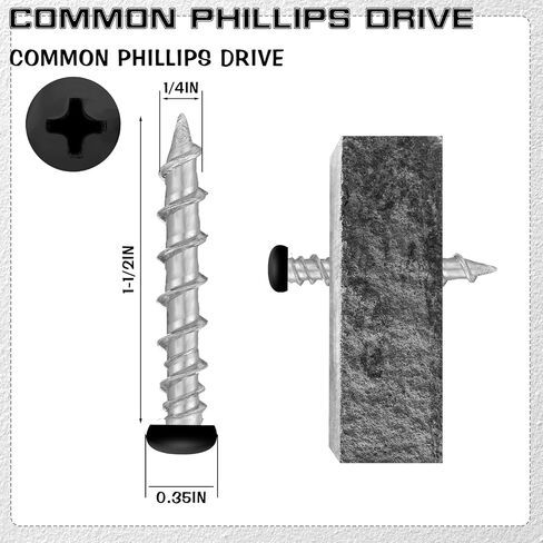 Blulu 100 pcs Drywall Anchors 1/4 x 1-1/2 Inch Black Pan Head Alloy Steel Light Wall Anchors Heavy Duty Self Drilling Screws for Drywall, Wood and Other Masonry Materials in Saudi Arabia