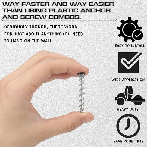 Blulu 100 pcs Drywall Anchors 1/4 x 1-1/2 Inch Black Pan Head Alloy Steel Light Wall Anchors Heavy Duty Self Drilling Screws for Drywall, Wood and Other Masonry Materials in Saudi Arabia