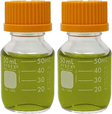 Corning Pyrex #1395-50 ، زجاجات تخزين وسائط مستديرة 50 مل ، مع غطاء المسمار GL32 (حزمة 2) in Saudi Arabia