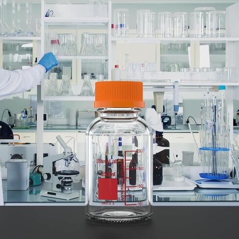 stonylab Media Storage Bottle with GL45 Orange Screw Cap, Borosilicate Glass, 1000ml, for Laboratory Use, 1 Piece in Saudi Arabia