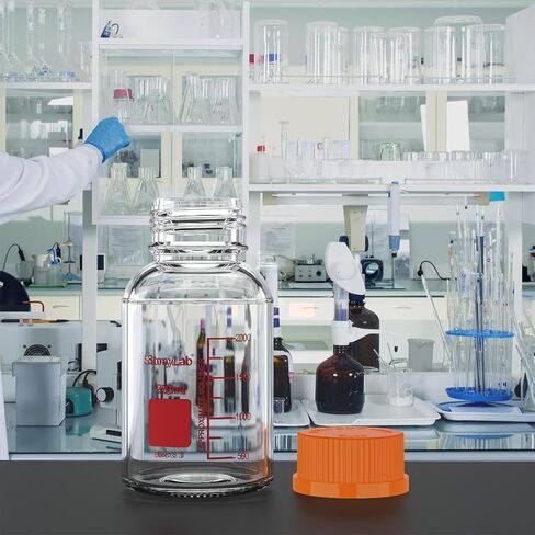 stonylab Media Storage Bottle with GL45 Orange Screw Cap, Borosilicate Glass, 1000ml, for Laboratory Use, 1 Piece in Saudi Arabia