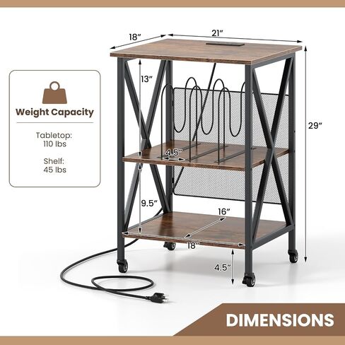 Giantex Record Player Stand ، طاولة تخزين سجلات فينيل مع 3 فواصل على شكل M و 4 عجلات متداول ، حامل القرص الدوار يحمل ما يصل إلى 250 ألبوم لغرفة المعيشة ، مكتب ، بني ريفي in Saudi Arabia