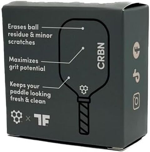 CRBN Pickleball Paddle Eraser ، أفضل منظف مضرب كرة مخلل ألياف الكربون ، شريط مطاطي سريع وسهل لإزالة بقايا الكرة والأوساخ والخدوش/الخدوش البسيطة in Kuwait