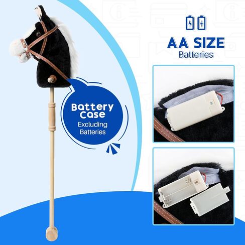 HollyHOME Stick Horse Plush Handcrafted Hobby Horse on a Stick with Wood Wheels Real Pony Neighing and Galloping Sounds for Kids Toddlers Dark Brown 36 Inches(AA Batteries Required) in Saudi Arabia