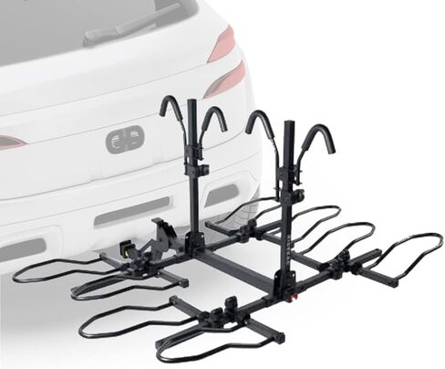 KAC Premium Bike Rack for Car, SUV, Hatchback Mount - 2" Anti-Wobble Hitch & Quick Release Lever for 4 Bikes - Heavy Duty Bicycle Carrier, Easy to Assemble/Install - Tire & Frame Straps Included in Saudi Arabia