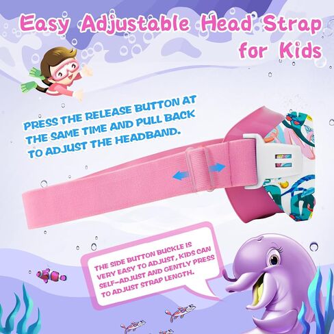 Kids Swim Goggles with Nose Cover, 180° Panoramic Snorkel Mask with Anti-Fog & Anti-Leak Design, Comfort Fabric Strap UV Protection Lens for Boys Girls Ages 3-15 in Kuwait