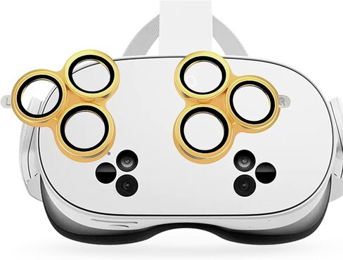 2 Pack Lens Protector for Meta Quest 3S Accessories, High Definition Camera Protector Cover for meta/Oculus 3S, Alloy Frame, Thin 9H Tempered Glass for VR Accessories,Gold in Saudi Arabia