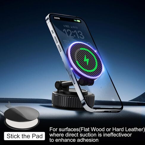 surundo Magnetic Phone Holder for Car - Upgraded 360° Vacuum Magnetic Phone Holder, Foldable Retractable Suction Cup Car Mount for Magsafe for Your Car/Gym/Mirror Mount for iPhone & Android in Saudi Arabia