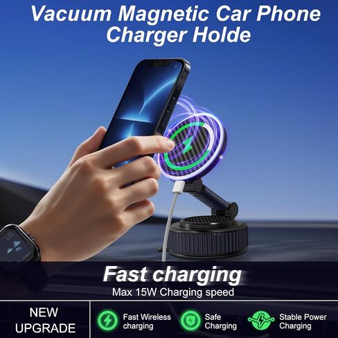 surundo Magnetic Phone Holder for Car - Upgraded 360° Vacuum Magnetic Phone Holder, Foldable Retractable Suction Cup Car Mount for Magsafe for Your Car/Gym/Mirror Mount for iPhone & Android in Saudi Arabia