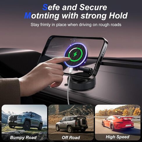 surundo Magnetic Phone Holder for Car - Upgraded 360° Vacuum Magnetic Phone Holder, Foldable Retractable Suction Cup Car Mount for Magsafe for Your Car/Gym/Mirror Mount for iPhone & Android in Saudi Arabia