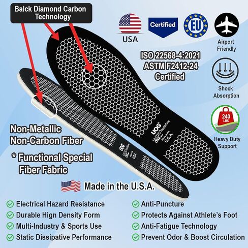 UOG Heavy Duty Anti-Puncture Insole.Special Functional Fiber.Non-Metallic,Non-Carbon Fiber. Prevent Odor & Relieves Tired feet.Fits Work Boots & All Shoe Types.Made in the U.S.A. in Kuwait