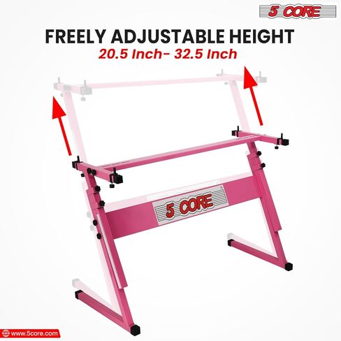 5Core Keyboard Stand z Style Piano Riser Adjustable Holder + Keyboard Stool Thick Padded Piano Bench (Pink) in Saudi Arabia