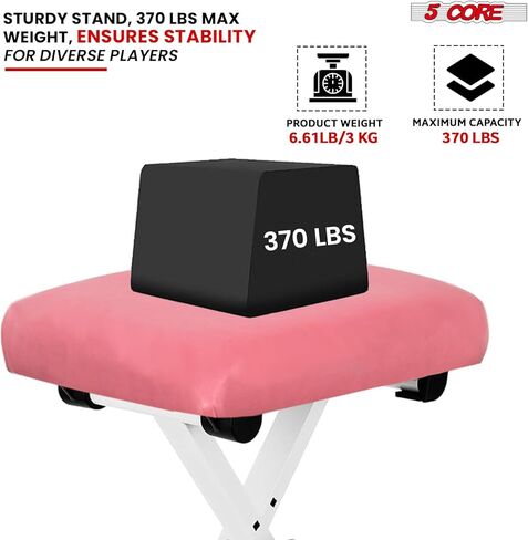 5Core Keyboard Stand z Style Piano Riser Adjustable Holder + Keyboard Stool Thick Padded Piano Bench (Pink) in Saudi Arabia