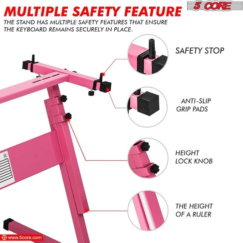 5Core Keyboard Stand z Style Piano Riser Adjustable Holder + Keyboard Stool Thick Padded Piano Bench (Pink) in Saudi Arabia