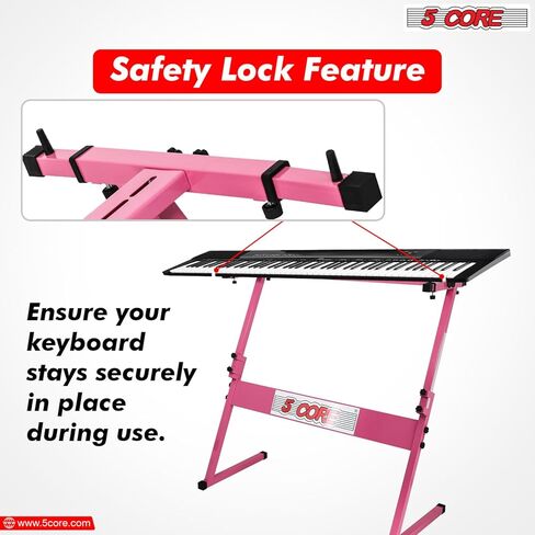 5Core Keyboard Stand z Style Piano Riser Adjustable Holder + Keyboard Stool Thick Padded Piano Bench (Pink) in Saudi Arabia