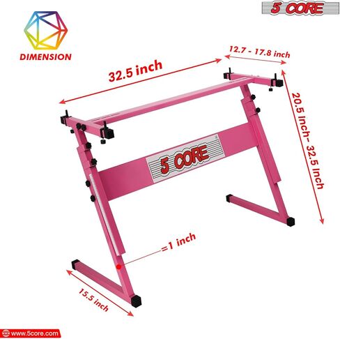 5Core Keyboard Stand z Style Piano Riser Adjustable Holder + Keyboard Stool Thick Padded Piano Bench (Pink) in Saudi Arabia
