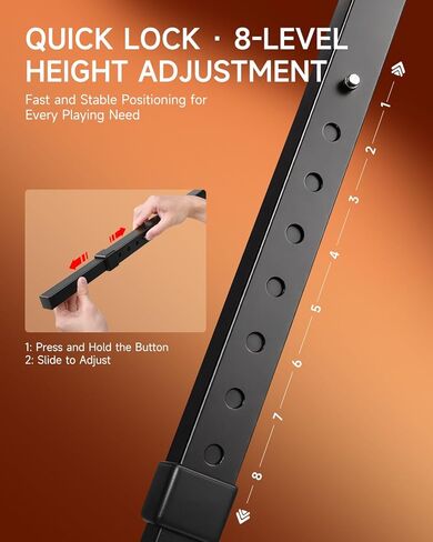 Donner Donner Biano Beyboard Stand قابل للتعديل ل 54-88 مفتاح البيانو الرقمي 180 درجة قابلة للطي ، والطول 8 مستويات ، وموسيقى الثقيلة القوية للمنزل والاستوديوهات استخدام DKS-200 in Saudi Arabia