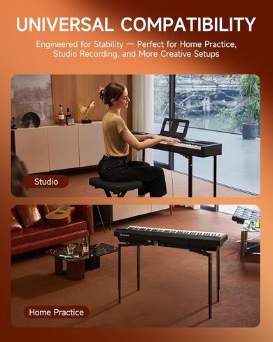 Donner Donner Biano Beyboard Stand قابل للتعديل ل 54-88 مفتاح البيانو الرقمي 180 درجة قابلة للطي ، والطول 8 مستويات ، وموسيقى الثقيلة القوية للمنزل والاستوديوهات استخدام DKS-200 in Saudi Arabia