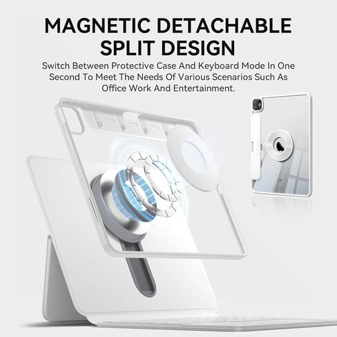 Detachable Magnetic Keyboard Case for iPad Pro 12.9 & Air 13, White in Saudi Arabia